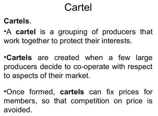 What Does Cartel Mean In Economics