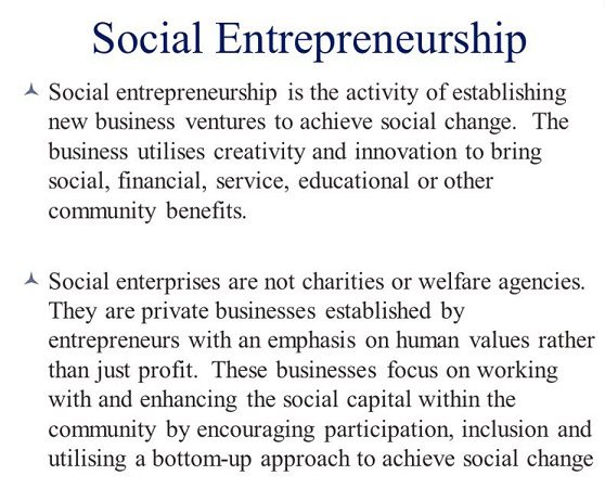 What Is Social Entrepreneurship/role/importance/characteristics