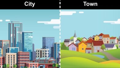 Difference between city and town